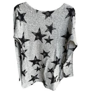 SOFT SURROUNDINGS gray sweater Star print Beach whimsy Boho lightweight sz S
